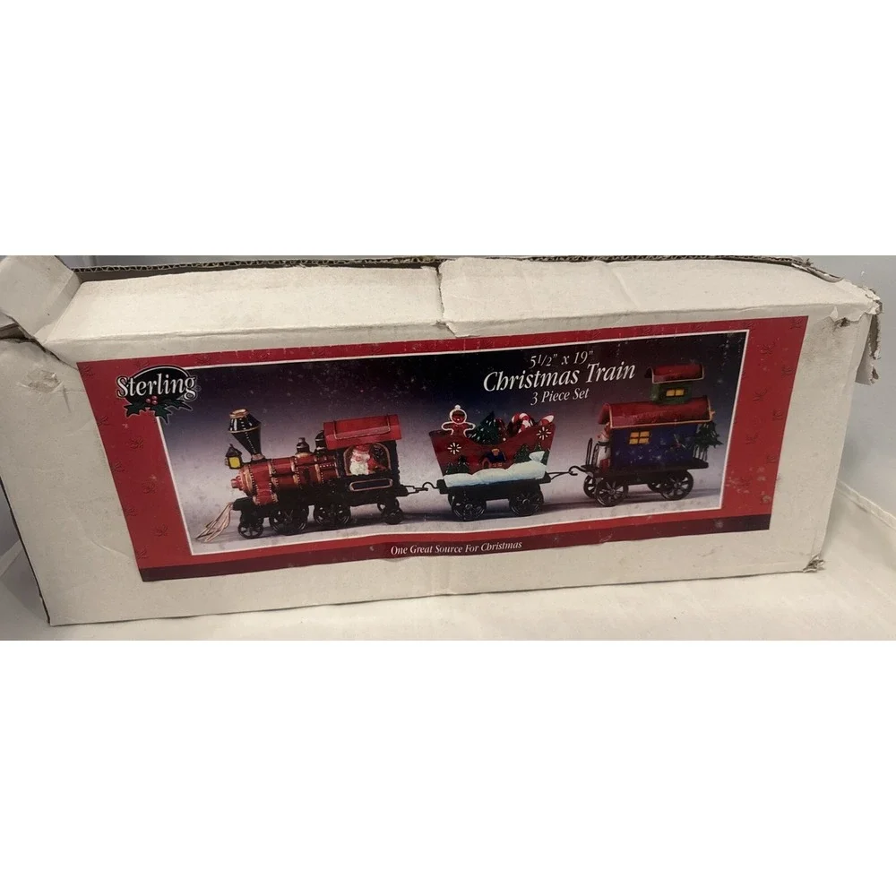 Sterling 3 Piece Resin  Santa,‎ Snowman and Tree Christmas Train Set.